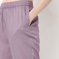 Straight Fit Solid Mid Rise Pants