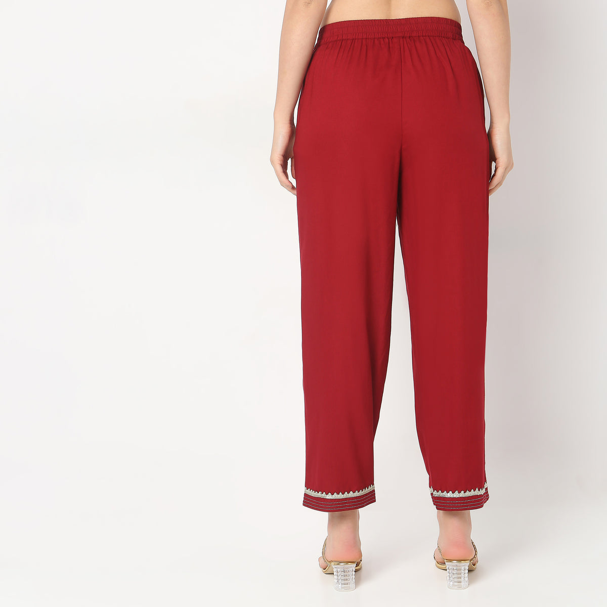 Straight Fit Mid Rise Pants