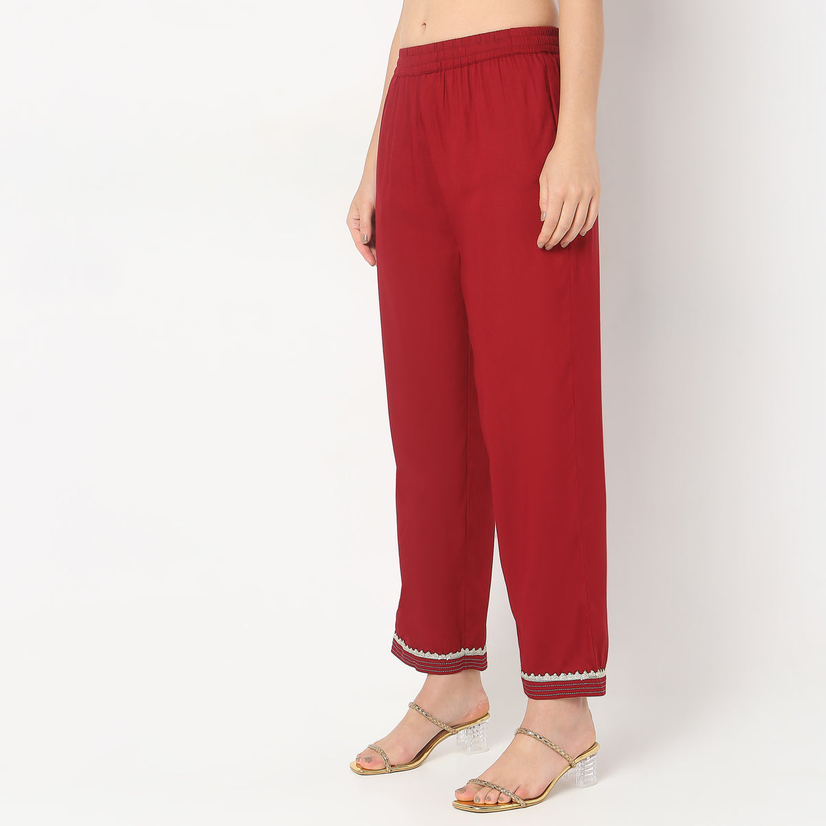 Straight Fit Mid Rise Pants