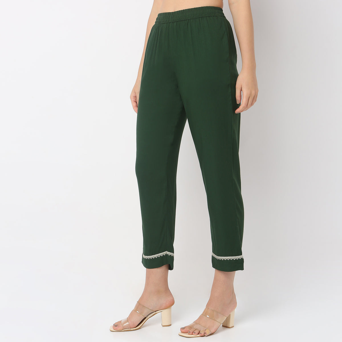 Straight Fit Mid Rise Pants