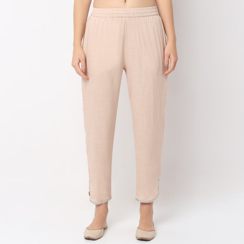 Straight Fit Mid Rise Pants