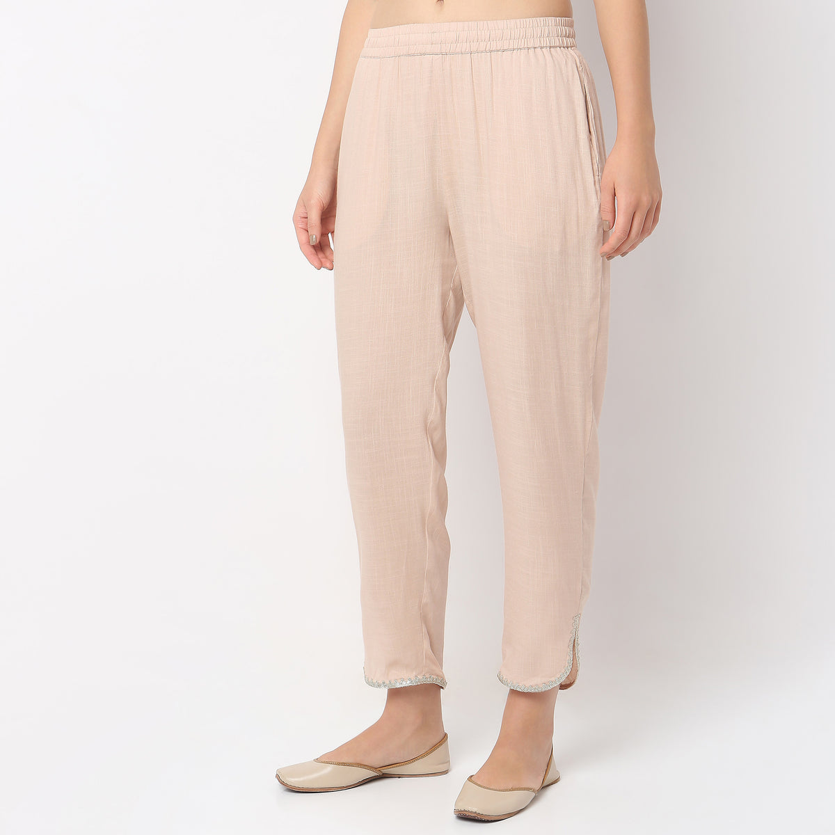 Straight Fit Mid Rise Pants