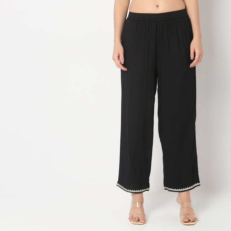 Straight Fit Mid Rise Pants