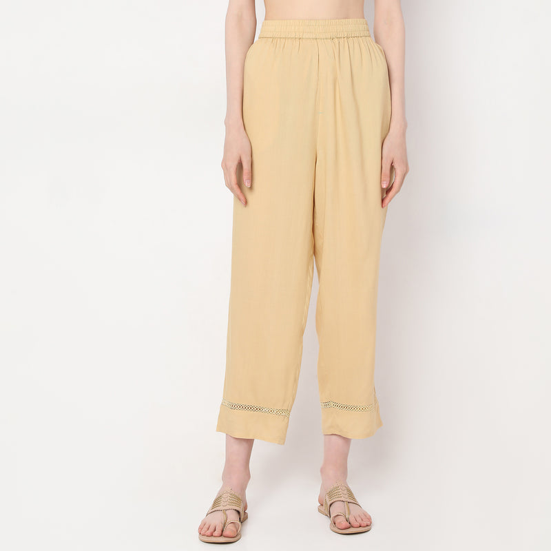 Straight Fit Mid Rise Pants