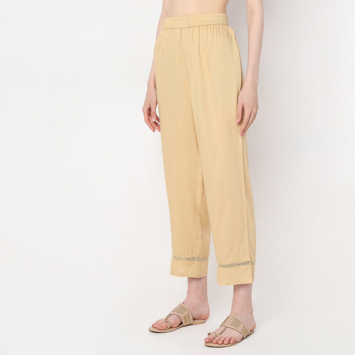 Straight Fit Mid Rise Pants