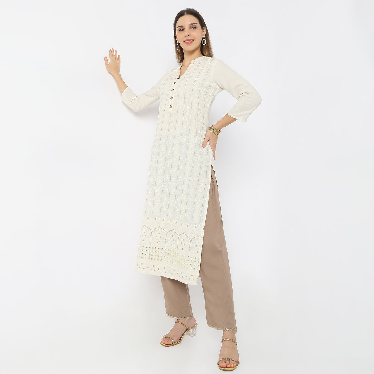Ankle Length Mystic Brocades Lace Highlight Pants