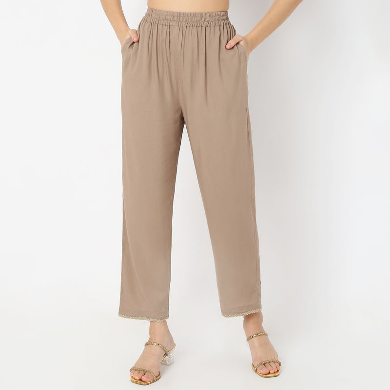 Ankle Length Mystic Brocades Lace Highlight Pants