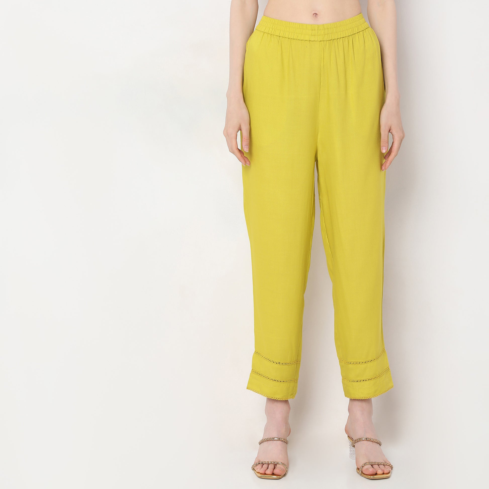 Straight Fit Mid Rise Pants