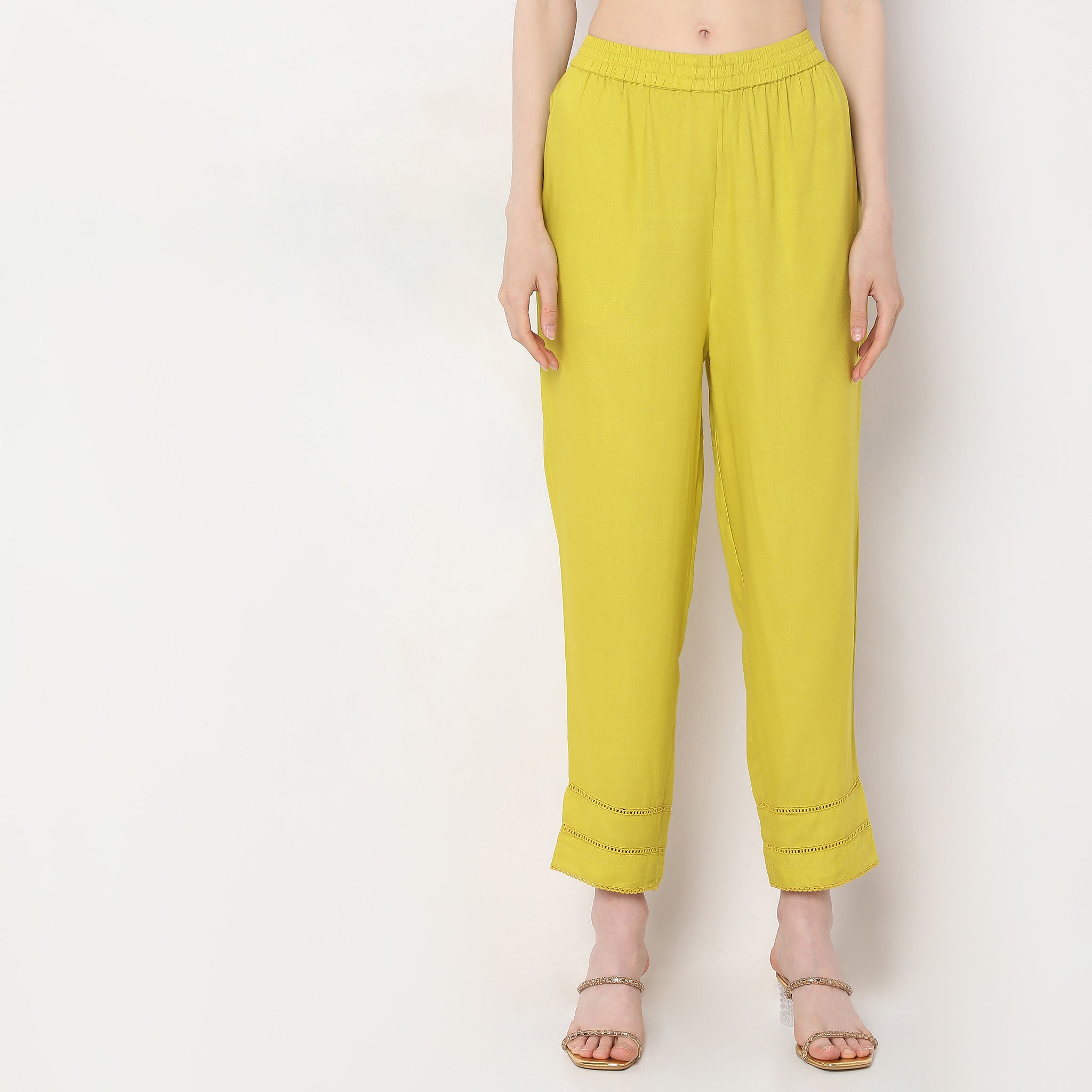 Straight Fit Mid Rise Pants