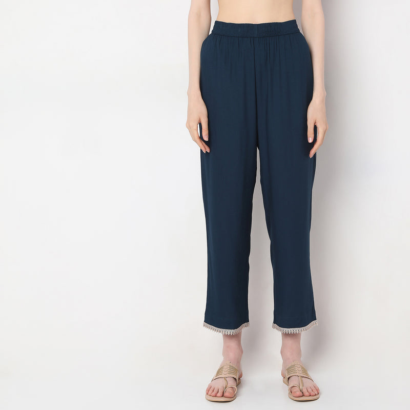 Straight Fit Mid Rise Pants