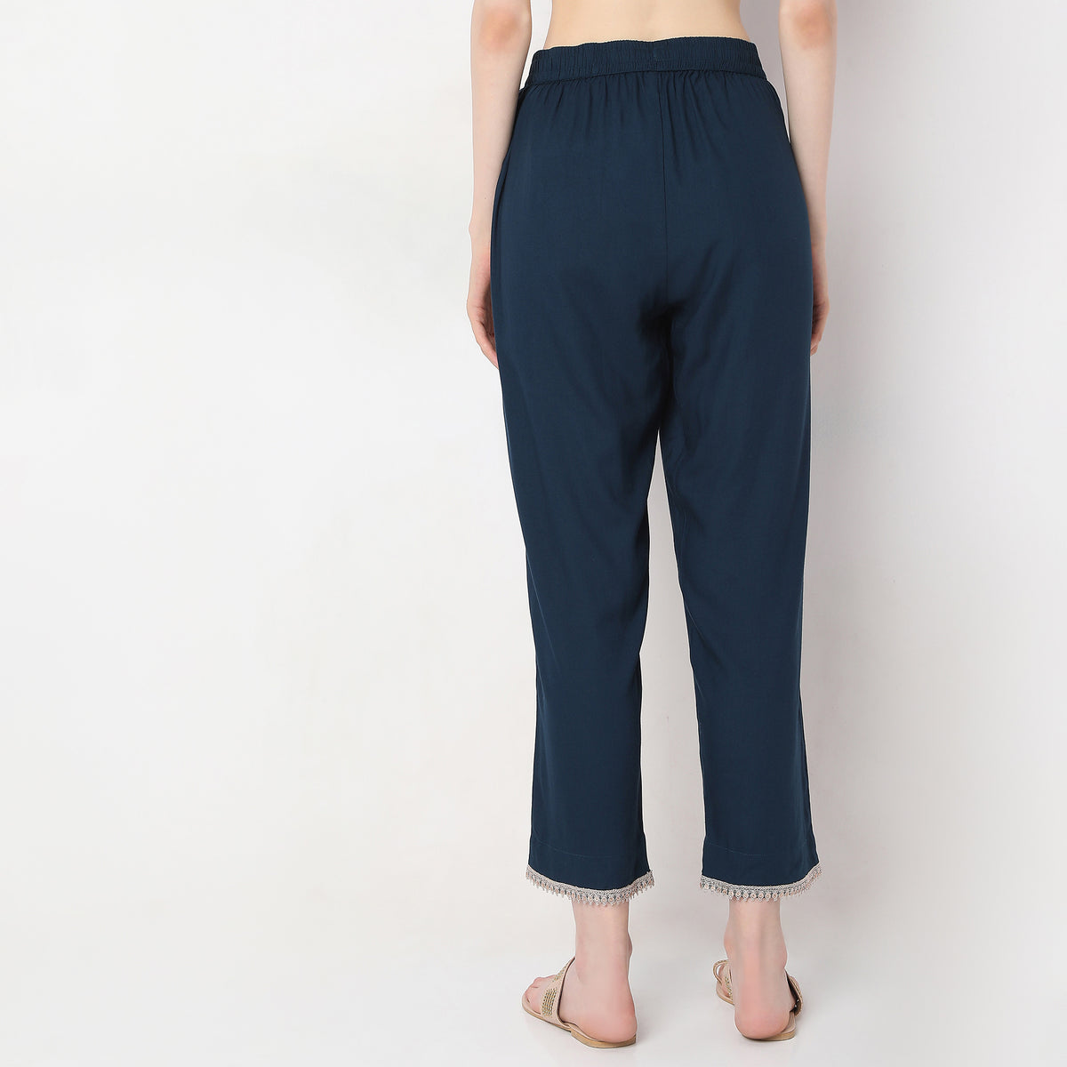 Straight Fit Mid Rise Pants