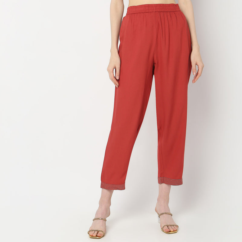 Straight Fit Ankle Length Travel Pants