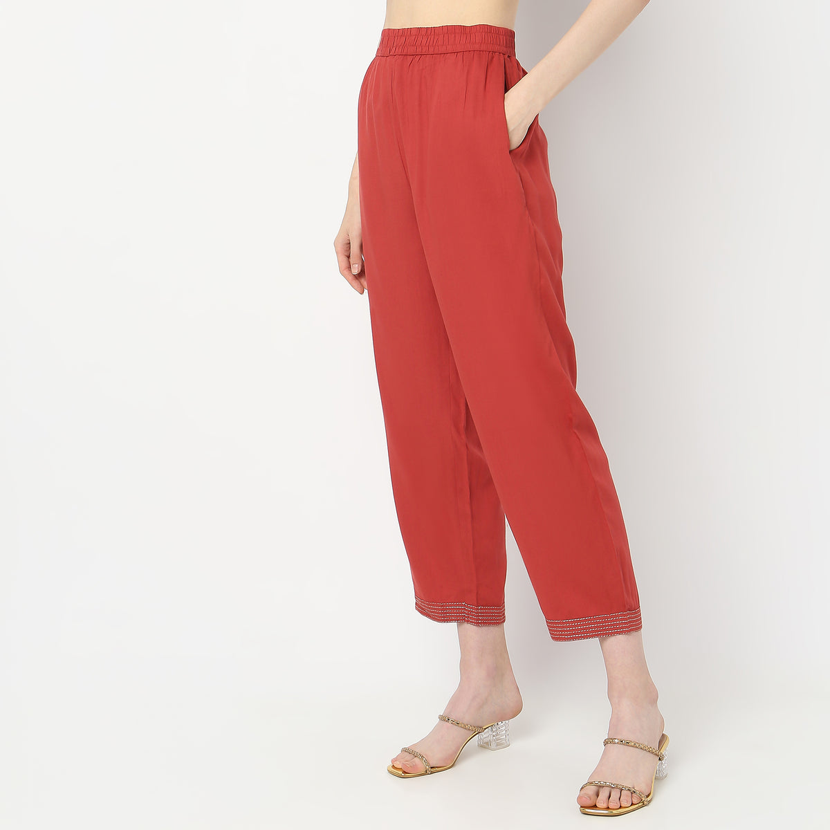 Straight Fit Ankle Length Travel Pants