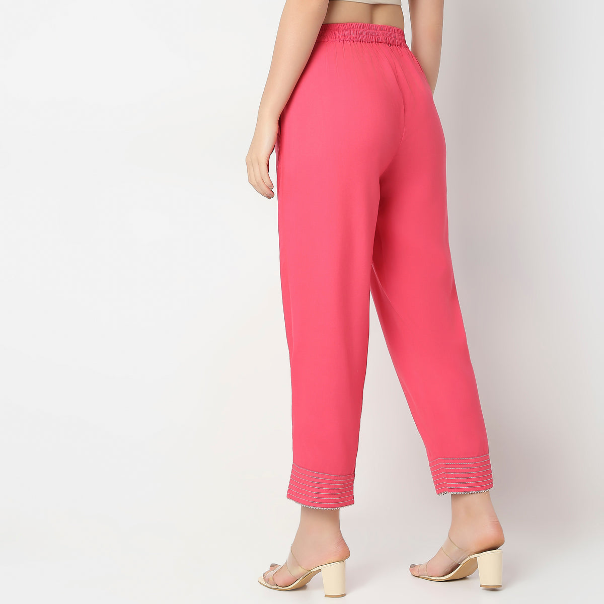 Straight Fit Mid Rise Pants