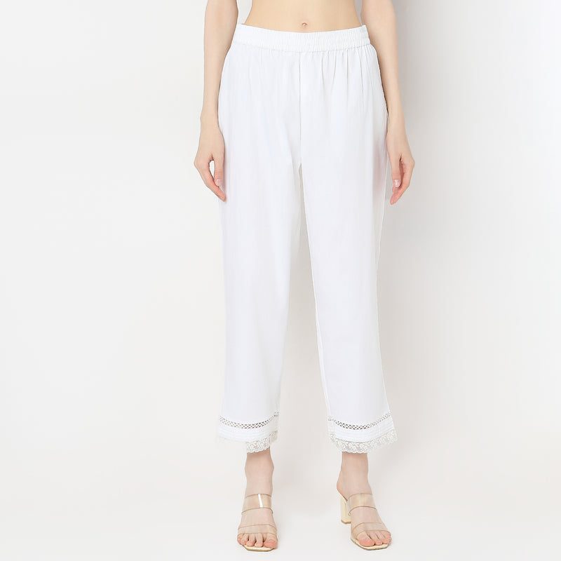 Straight Fit Mid Rise Pants