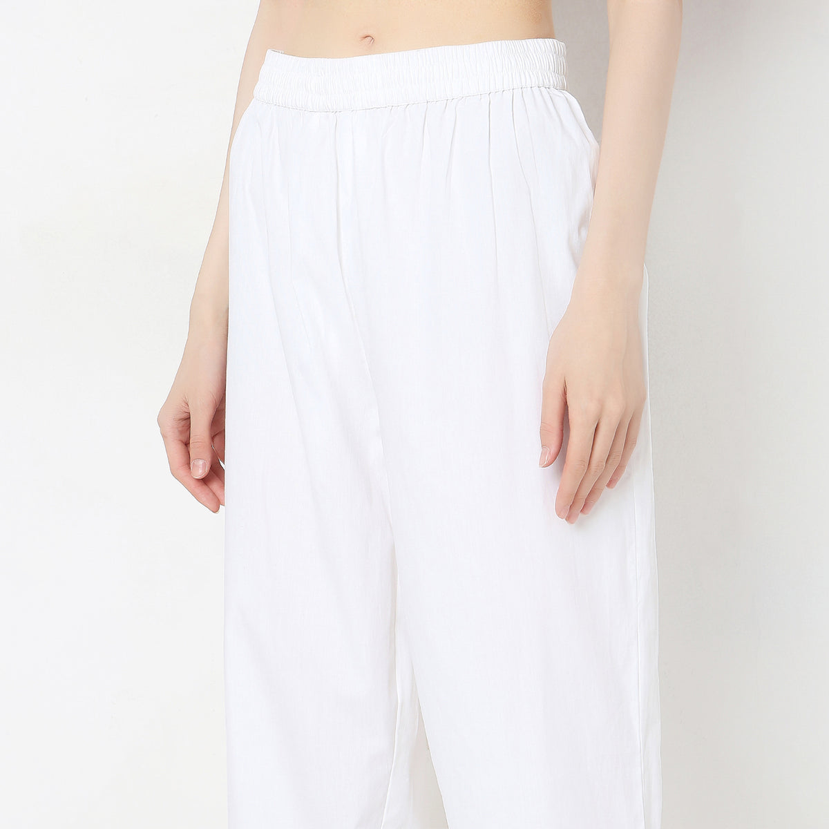 Straight Fit Mid Rise Pants