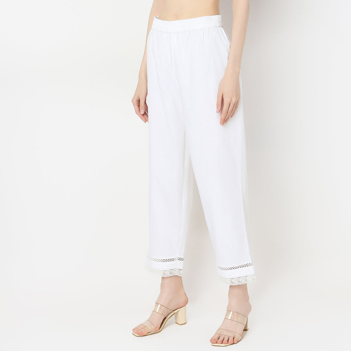 Straight Fit Mid Rise Pants