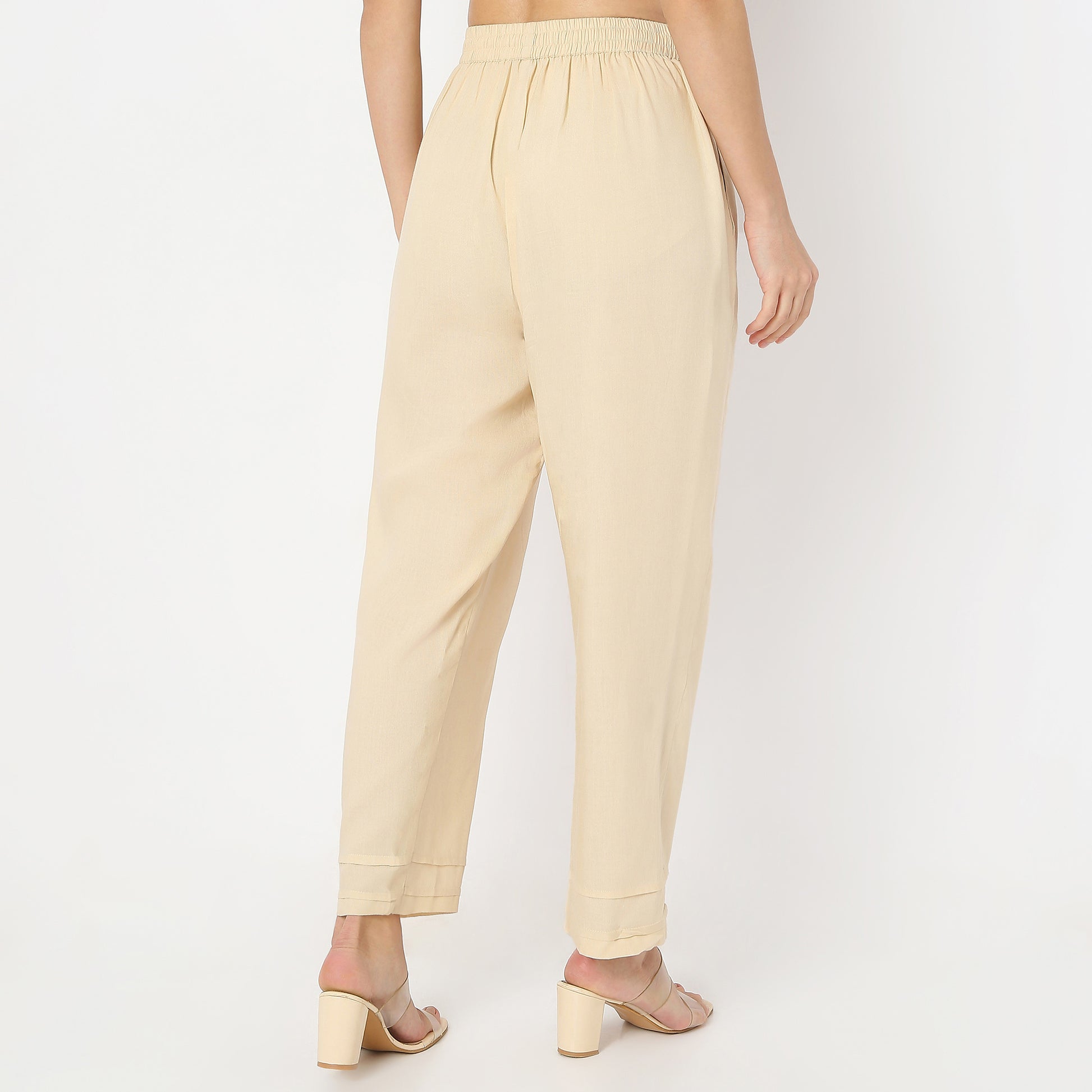 Ankle Length Botanical Bliss Straight Fit Mid Rise Pants
