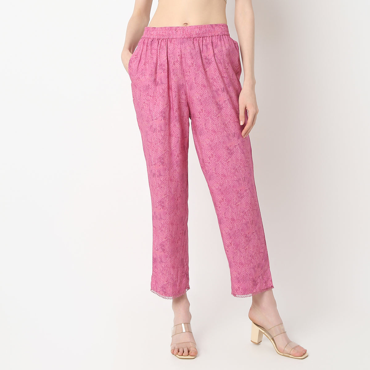 Printed Ankle Length Midnight Blossom Straight Pant