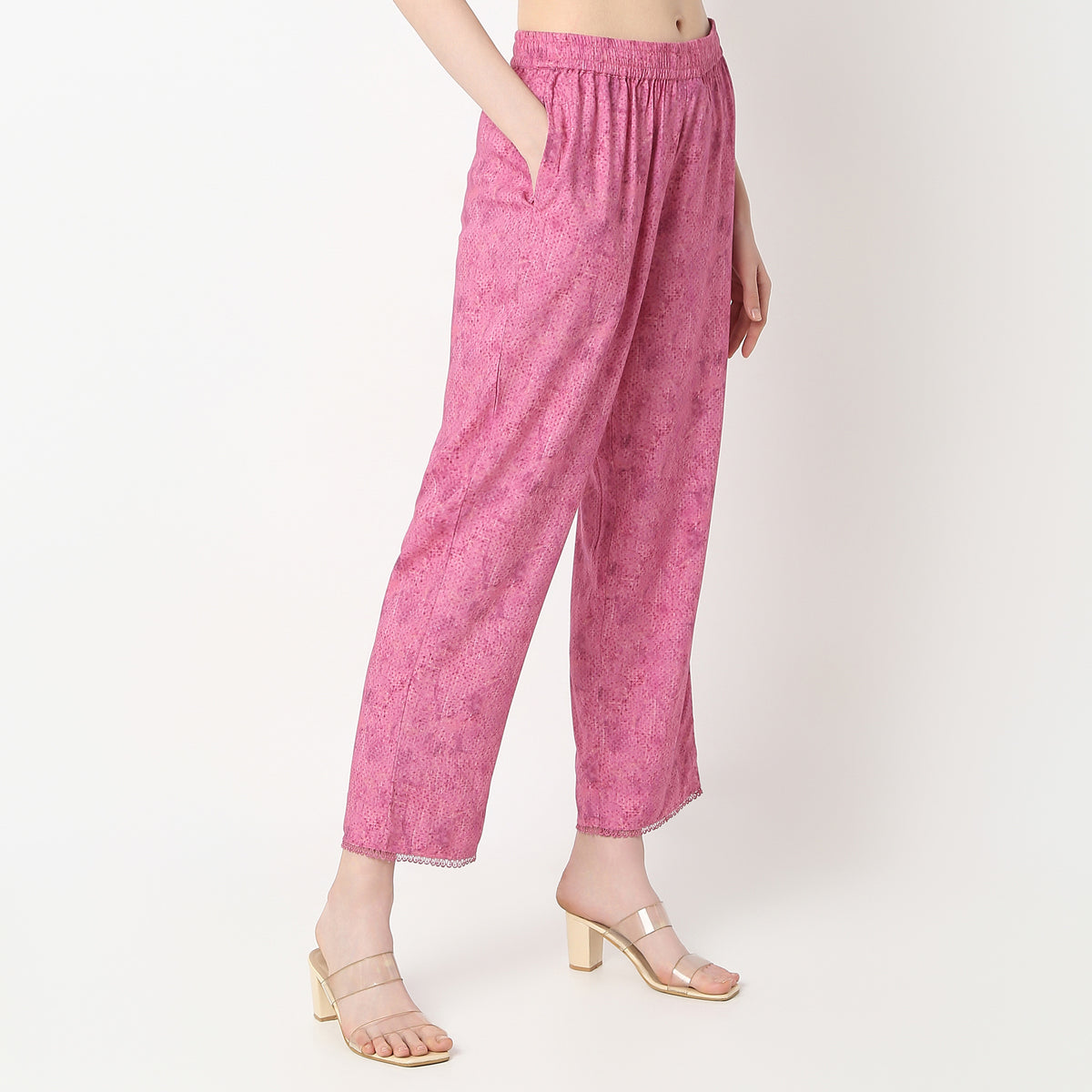 Printed Ankle Length Midnight Blossom Straight Pant