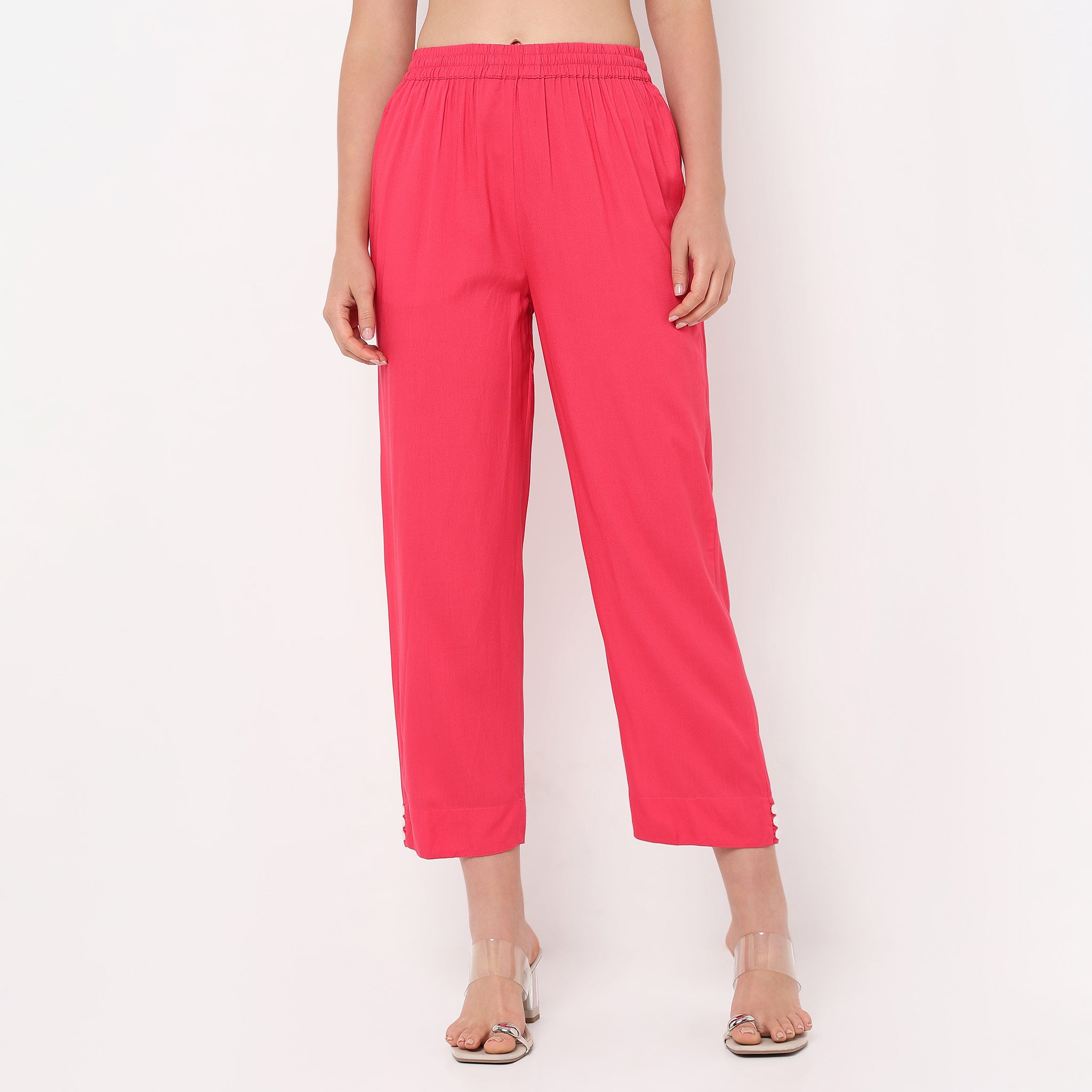Straight Fit Solid Ethnic Pants 