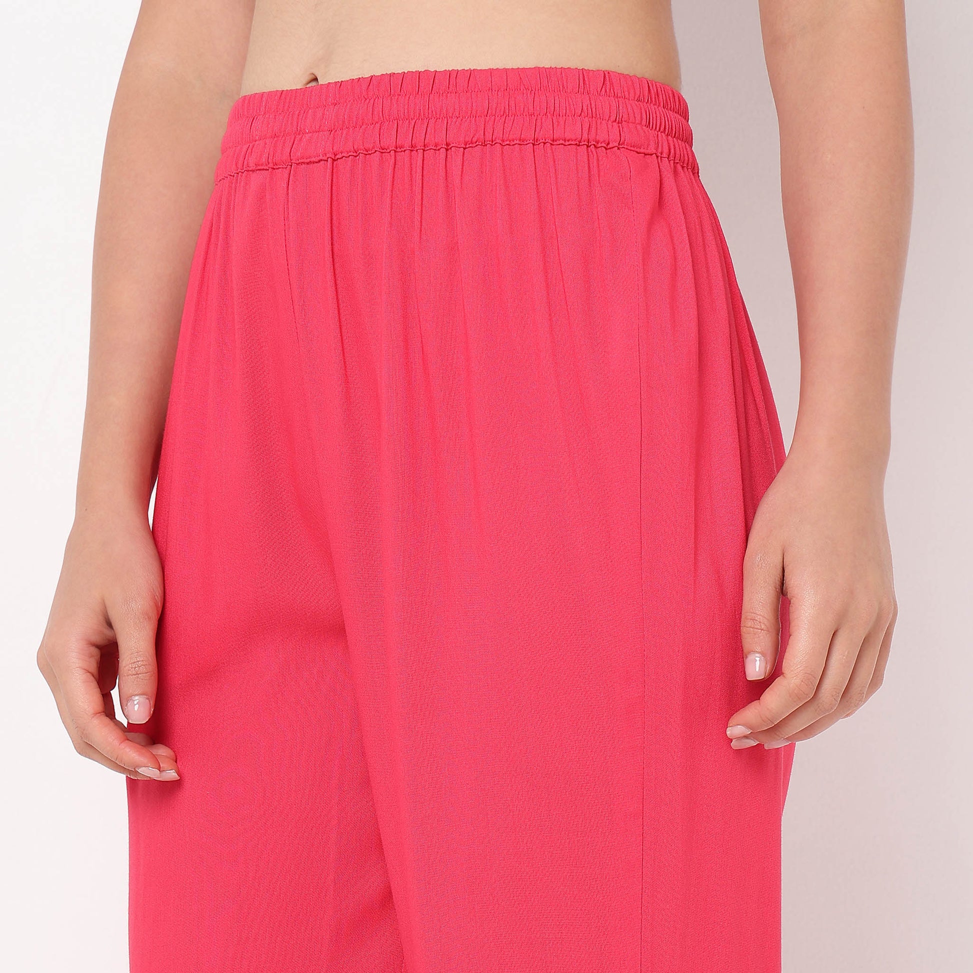 Straight Fit Solid Ethnic Pants 