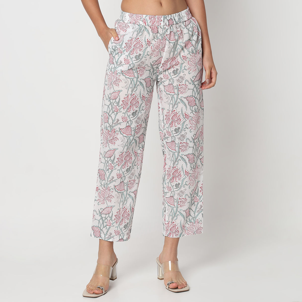 Straight Fit Solid Ethnic Pants 