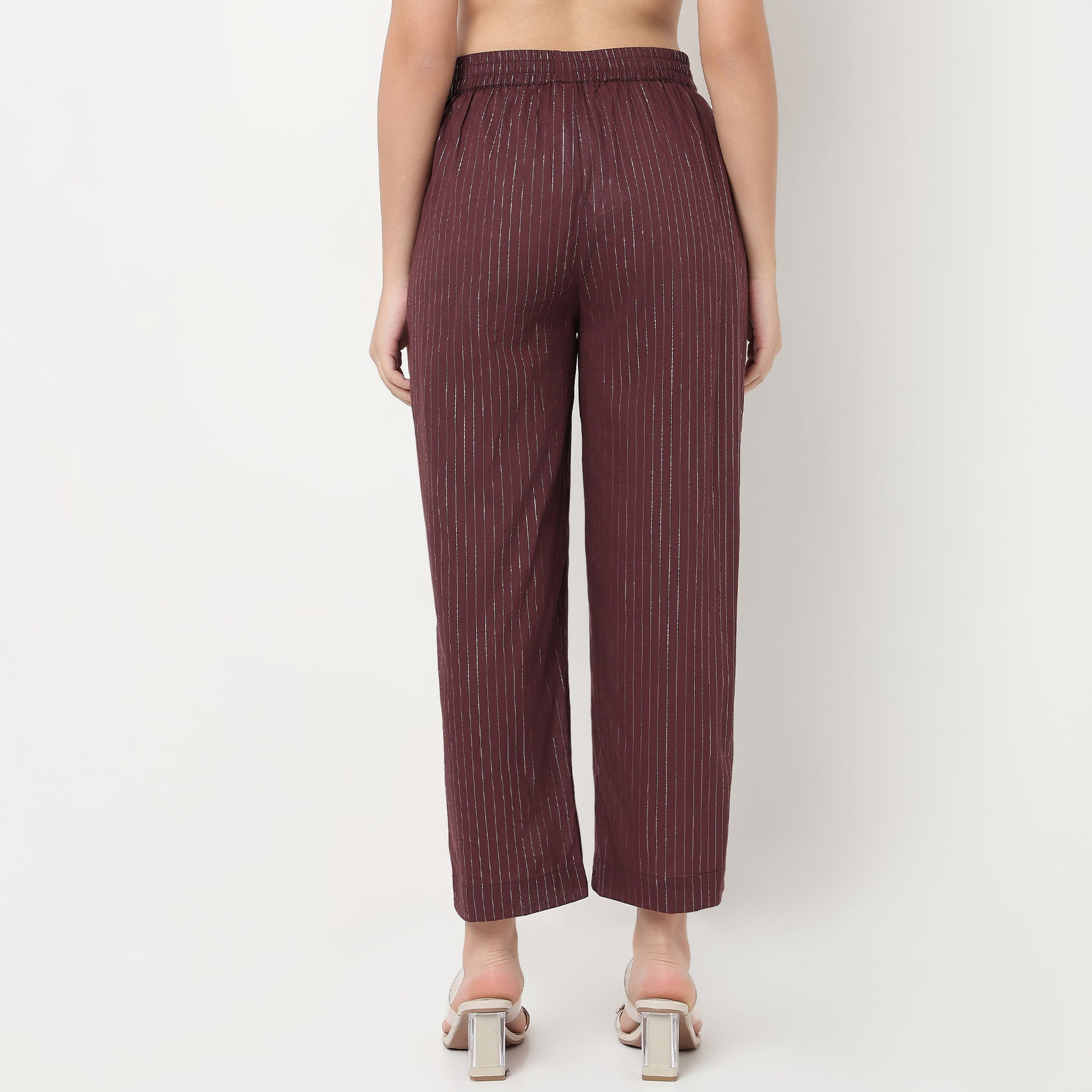 Order Now Women Striped Straight Fit Mid Rise Ethnic Wear Pant by Style Union