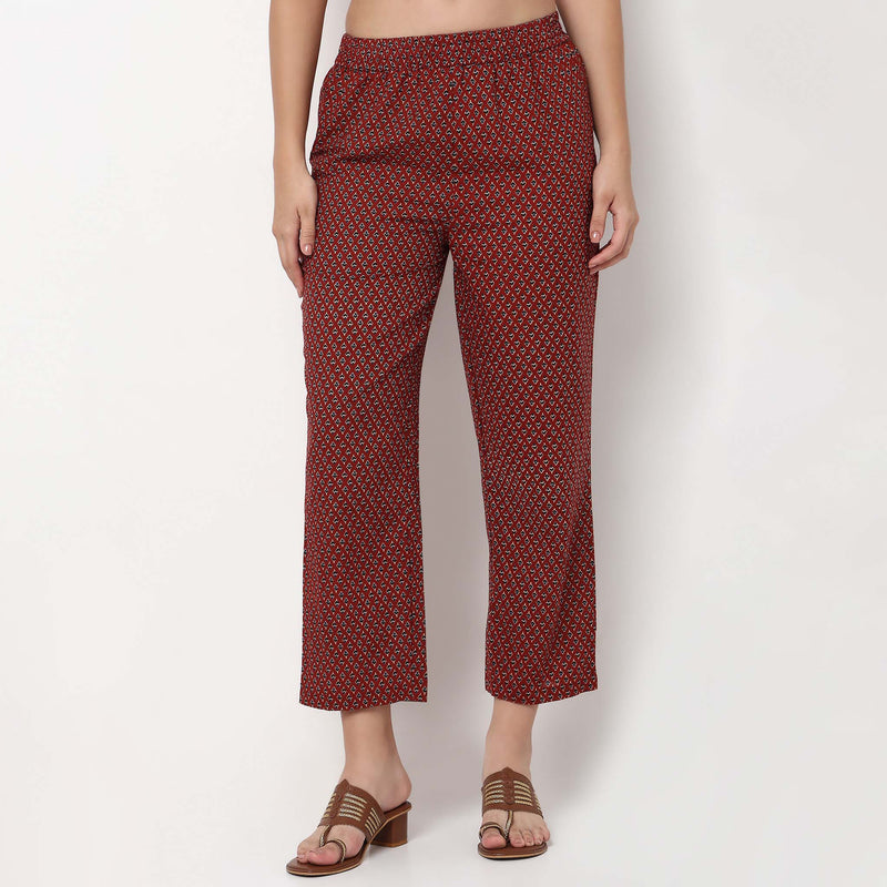 Cotton Essential Printed Straight Pants