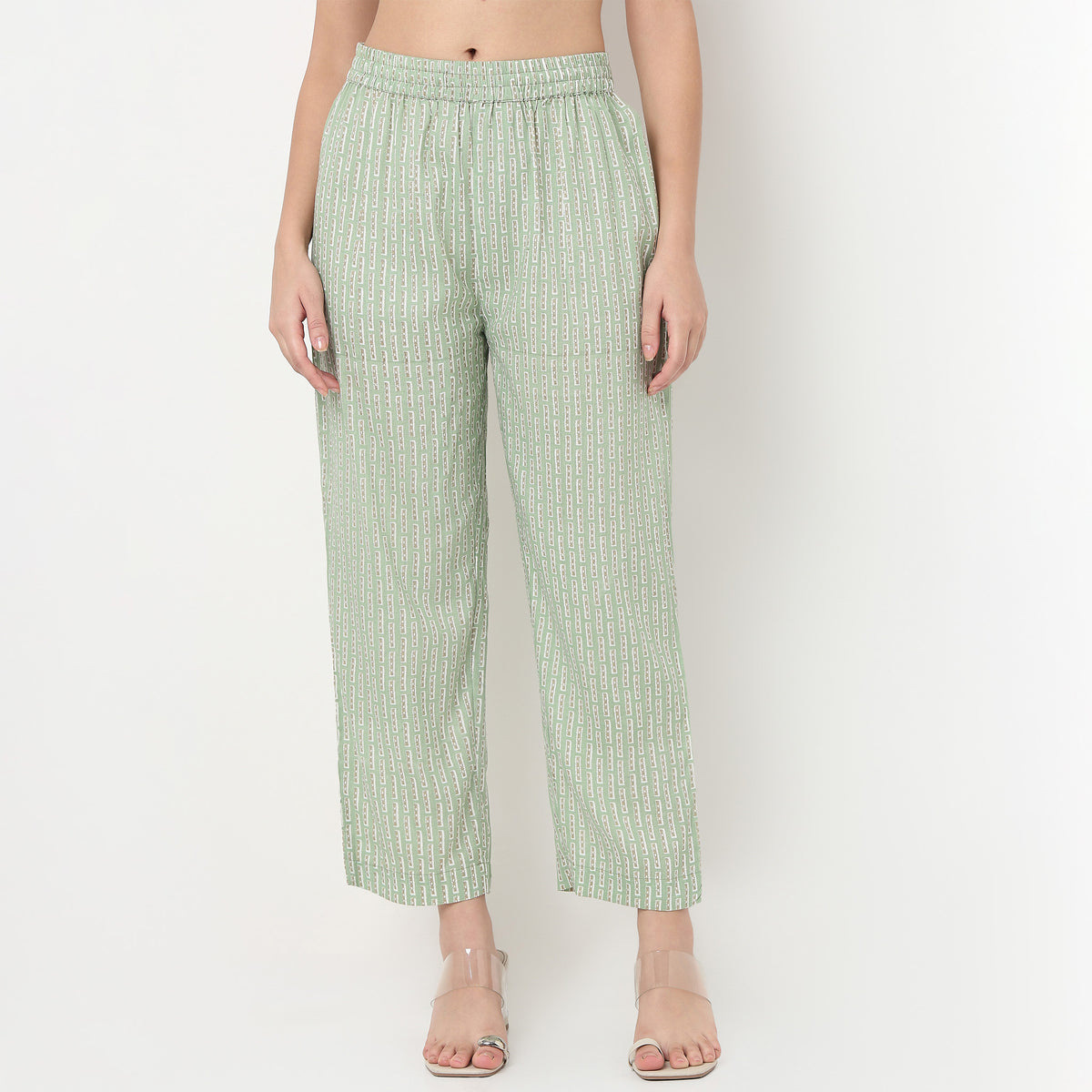 Order Now Women Striped Straight Fit Mid Rise Ethnic Wear Pant by Style Union