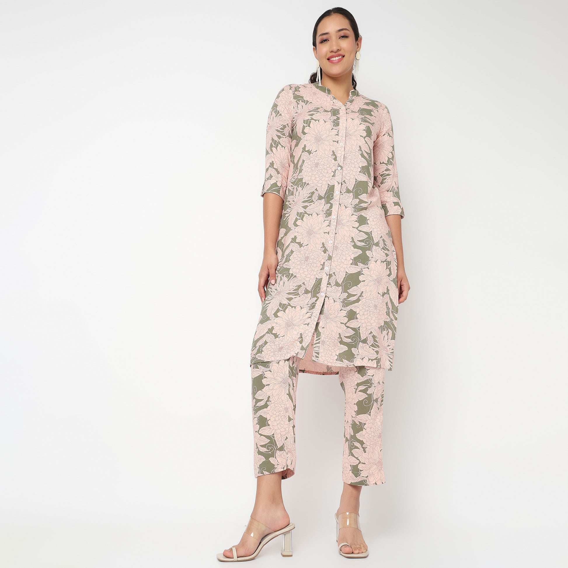 Printed Mid Rise Cord-It Pant