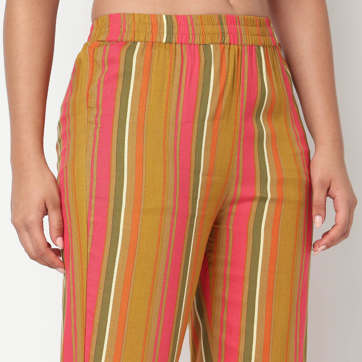 Striped Mid Rise Cord-It Pant
