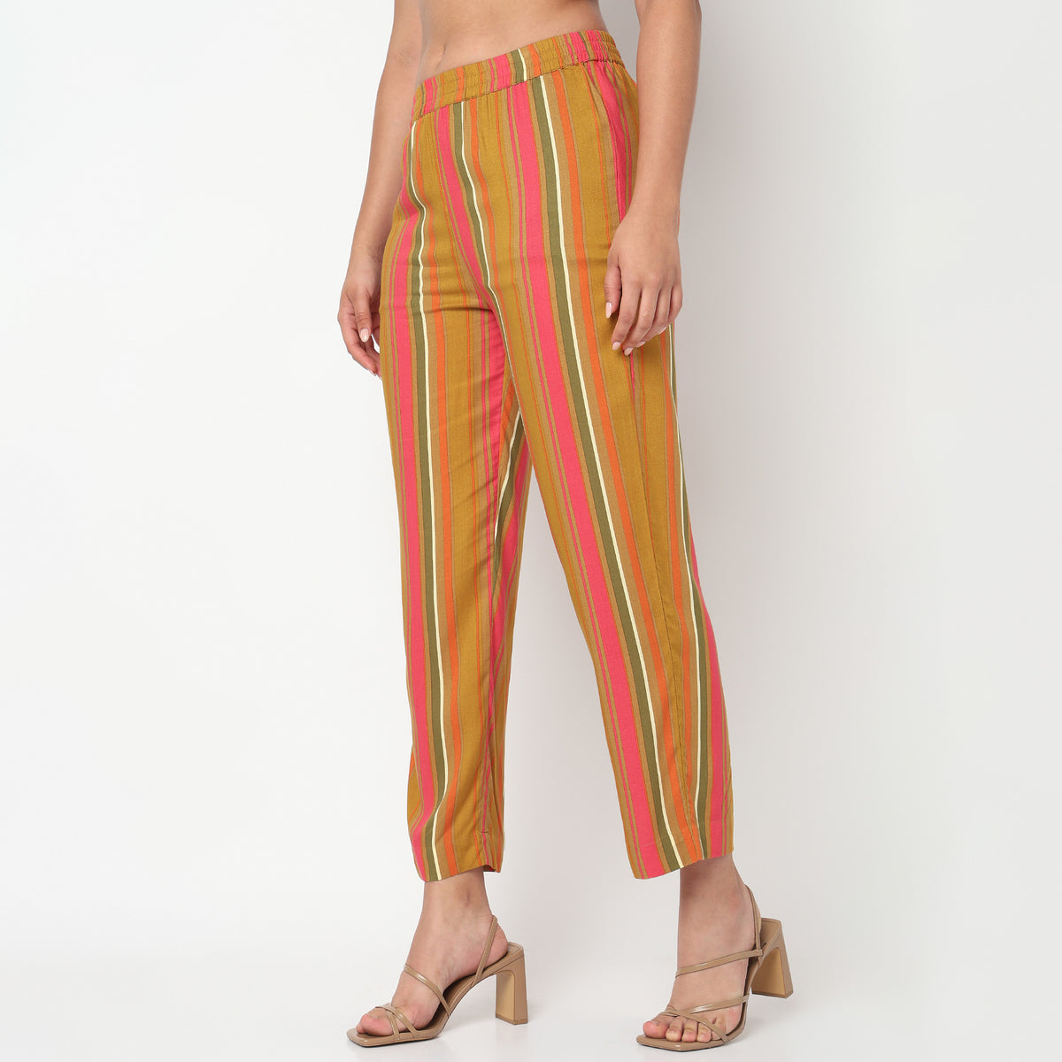 Striped Mid Rise Cord-It Pant