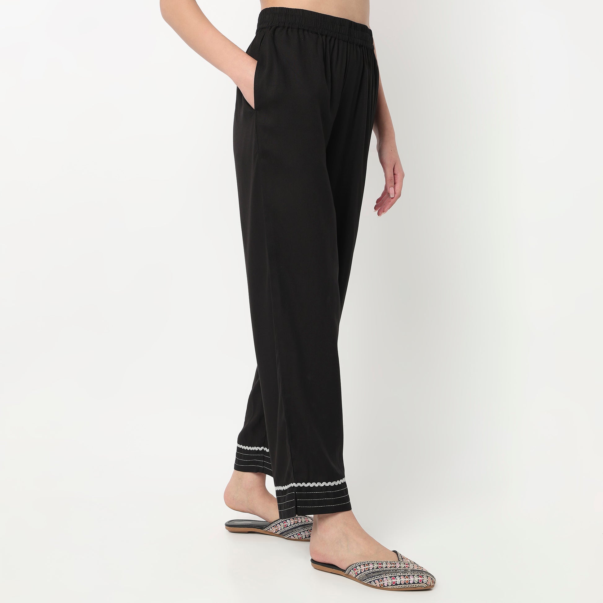 Straight Solid Travel Pants