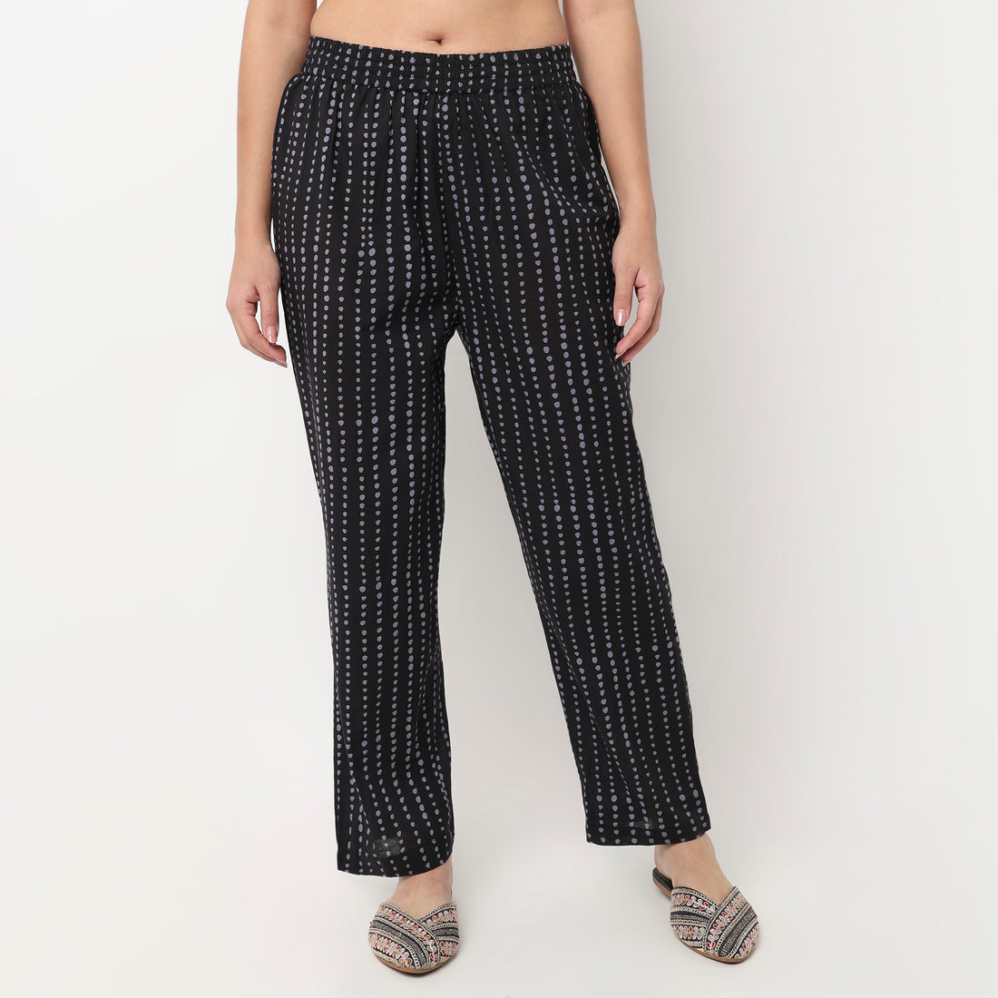 Cotton Printed Straight Pants