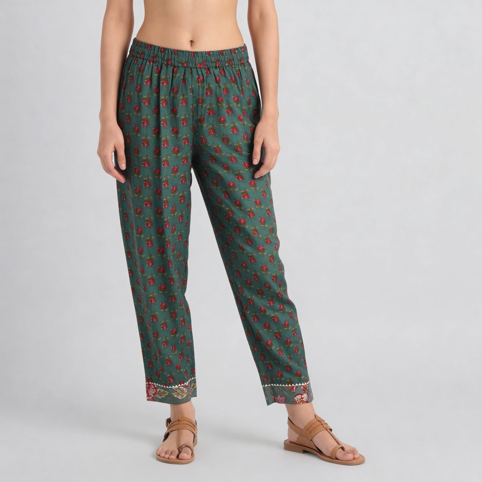 Cotton Printed A-Line Straight Pants