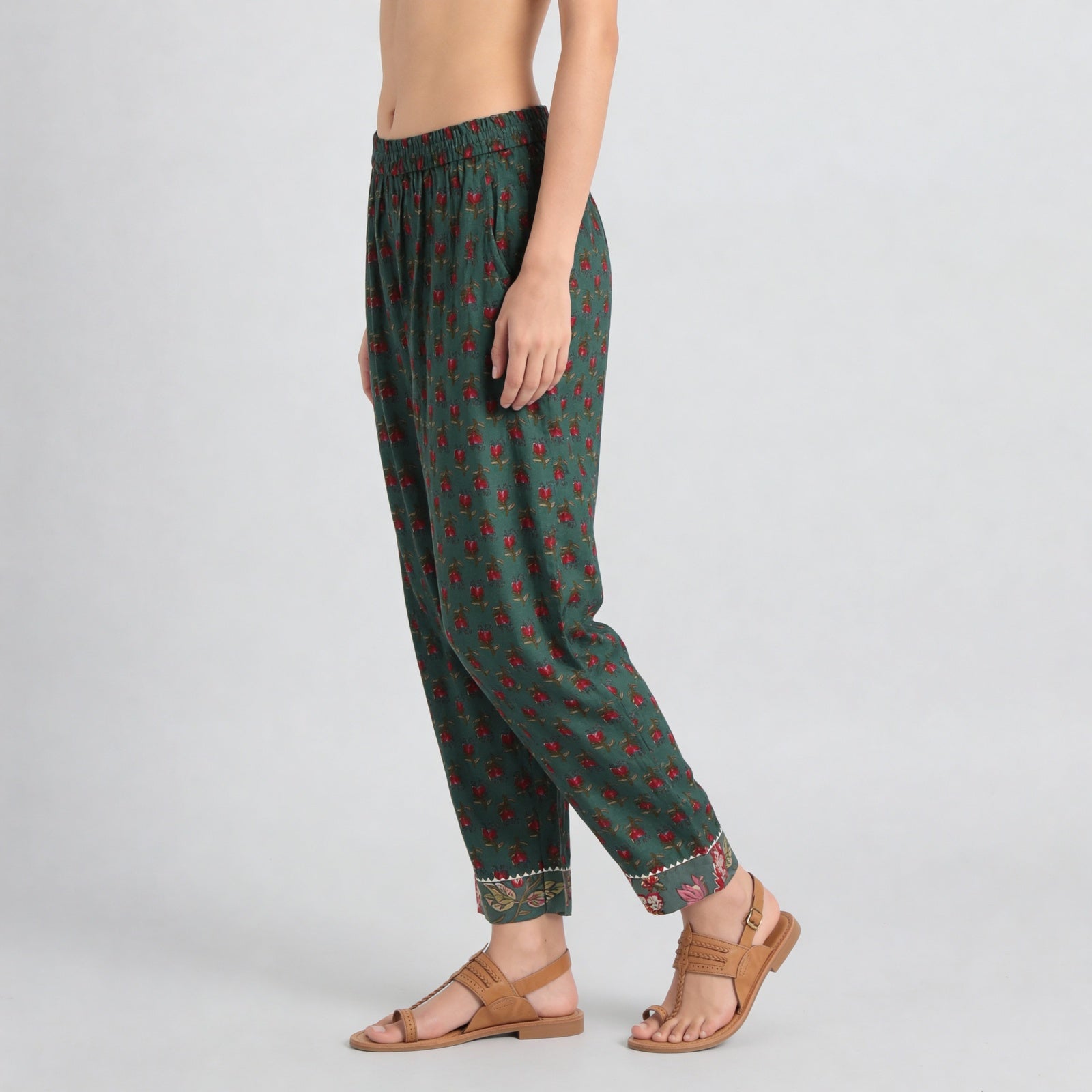 Cotton Printed A-Line Straight Pants