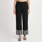 Embroidered Straight Mid Rise Pants