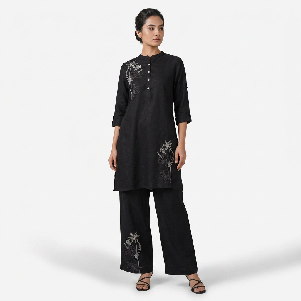 Embroidered Straight Pant