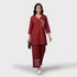 Embroidered Straight Mid Rise Pants