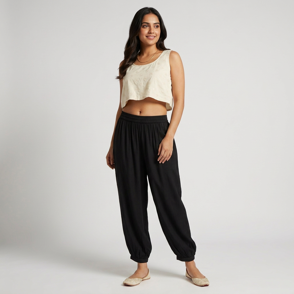 Solid Afghani Mid Rise Pants