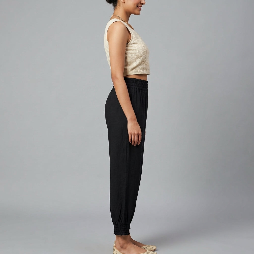 Solid Afghani Mid Rise Pants
