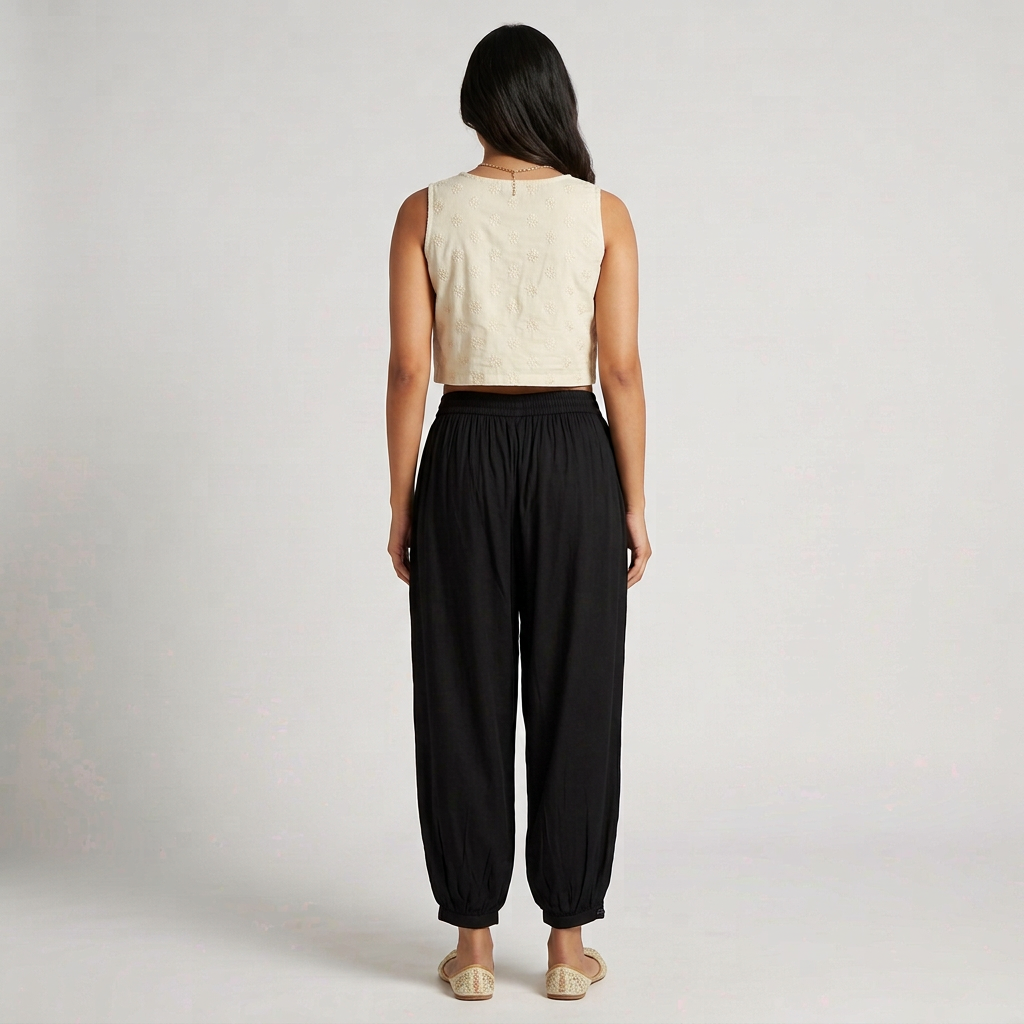 Solid Afghani Mid Rise Pants