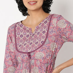 Flare Fit Printed Kurta and Pant with Dupatta Set