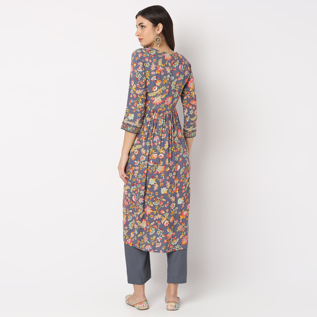 Flare Fit Printed Kurta and Pant with Dupatta Set