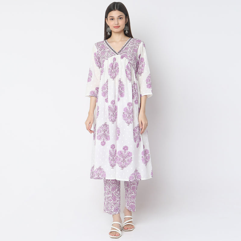 Regular Fit Printed Kurta with Pant & Dupatta Set