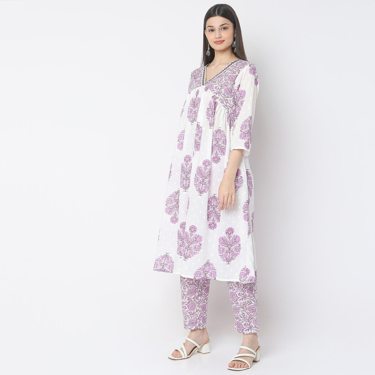 Regular Fit Printed Kurta with Pant & Dupatta Set