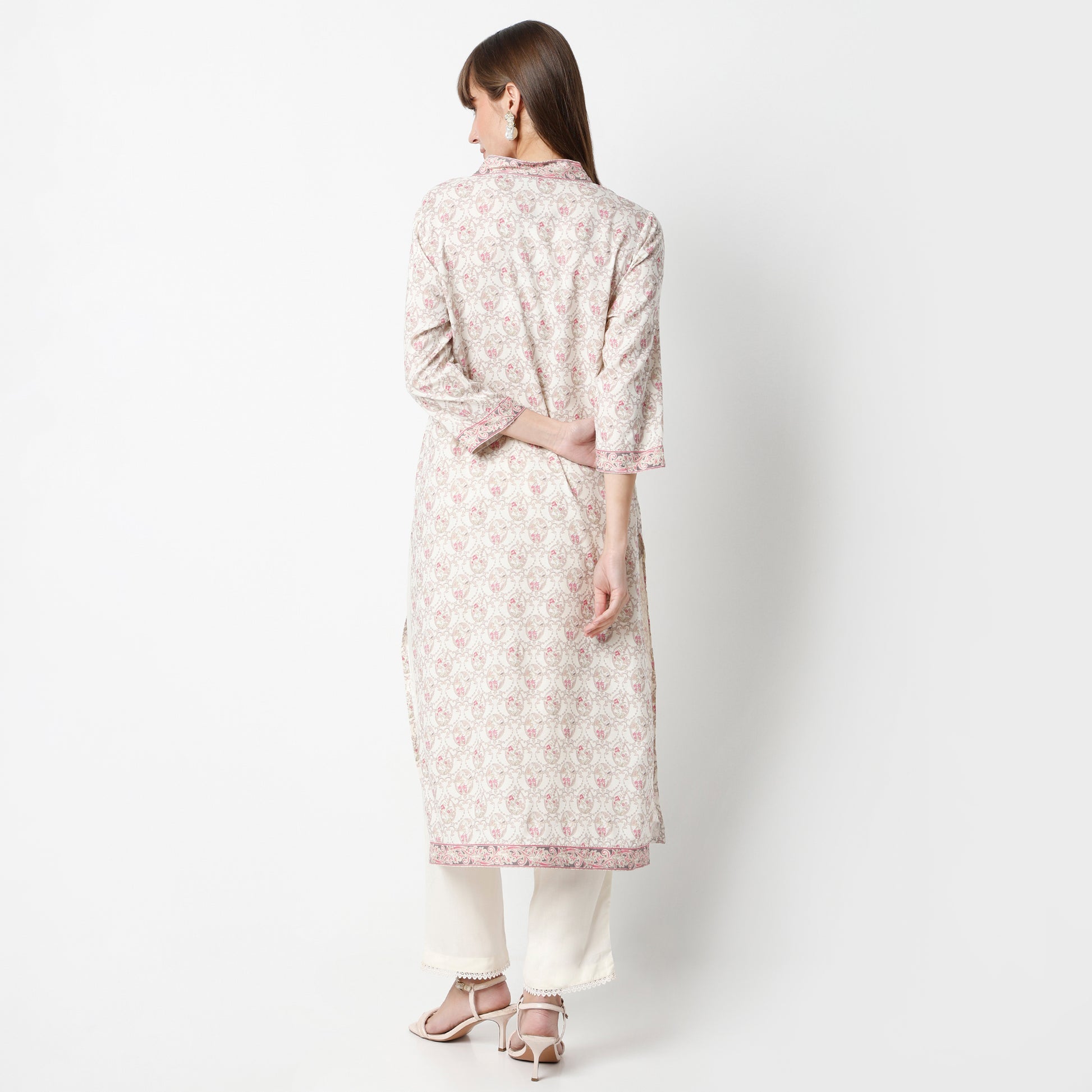 Flare Fit Printed Round Neck Kurta and Pant with Dupatta Set