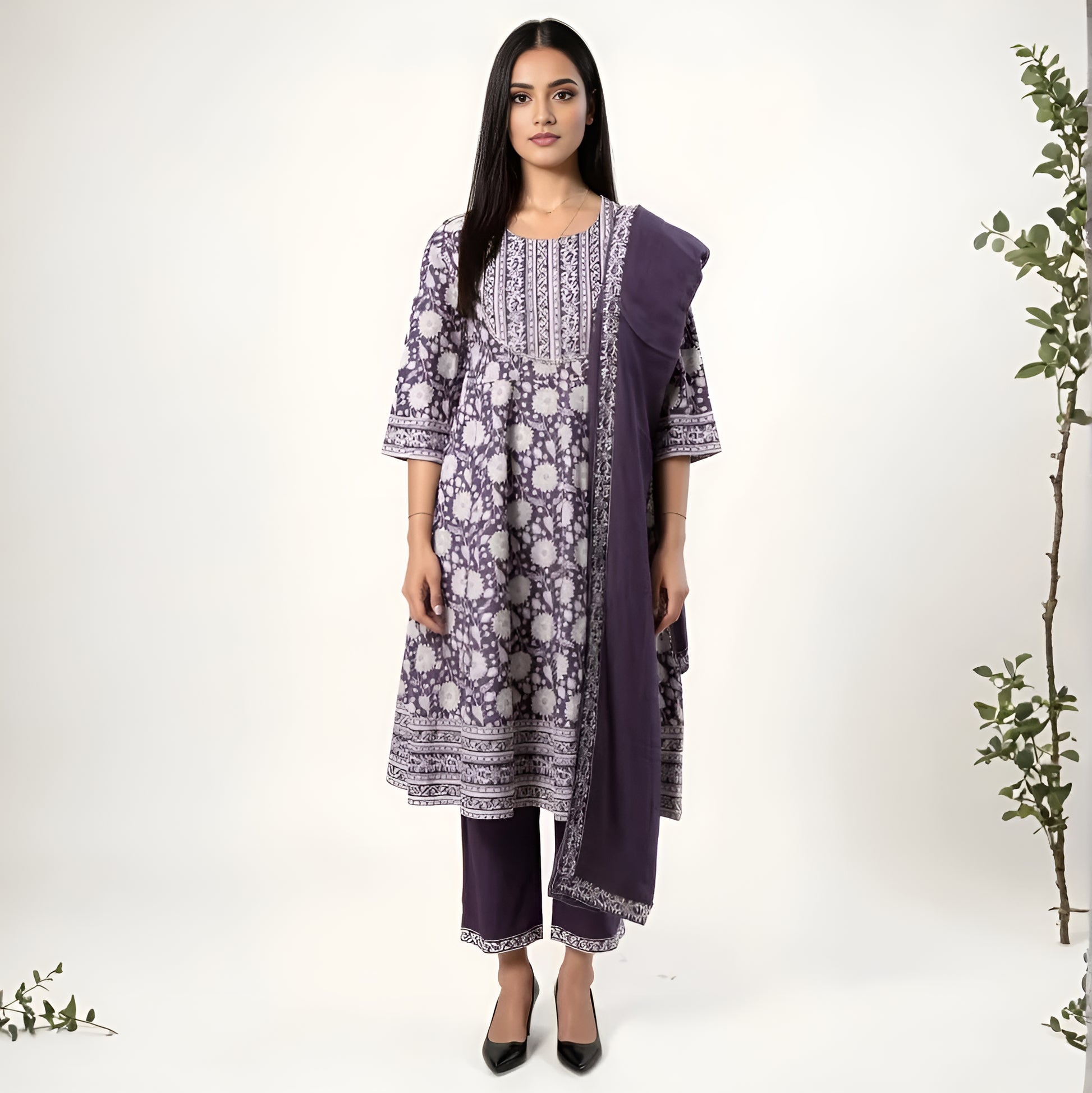 Printed Kurta and Pant With Dupatta Set