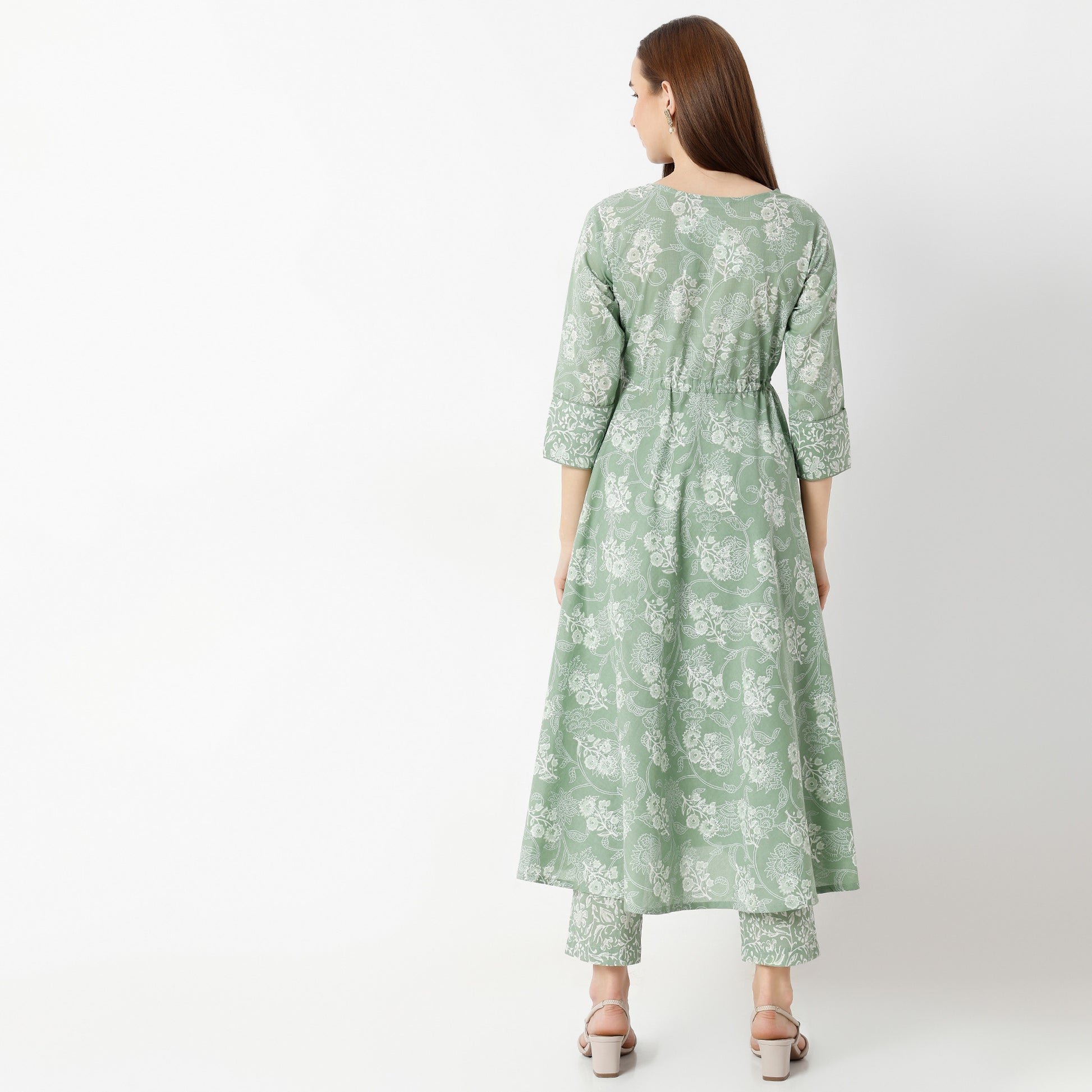 Flare Fit Printed Round Neck Kurta and Pant with Dupatta Set